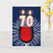 70. Geburtstag mit Wein und Kerzen Karte (Yellow Flower)