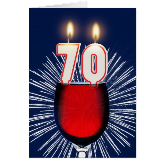 70. Geburtstag mit Wein und Kerzen Karte