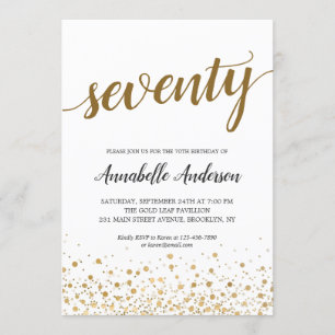 70. Geburtstag Modern Gold Confetti Dots Script Einladung