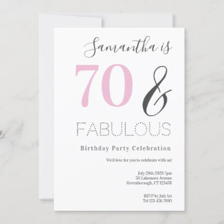 70. Geburtstag Moderne rosa Party Einladung