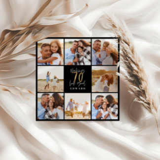 70. Geburtstag moderne Schwarz-Gold-Foto-Collage