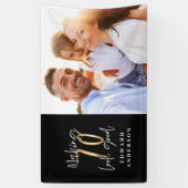 70. Geburtstag moderne Schwarz-Gold-Foto-Collage Banner (Vertikal)
