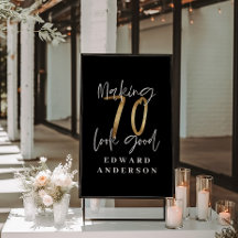 70. Geburtstag moderne Schwarz-Gold-Foto-Collage