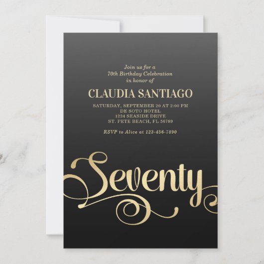 70. Geburtstag Moderne Skripteinladung Einladung (Vorderseite)