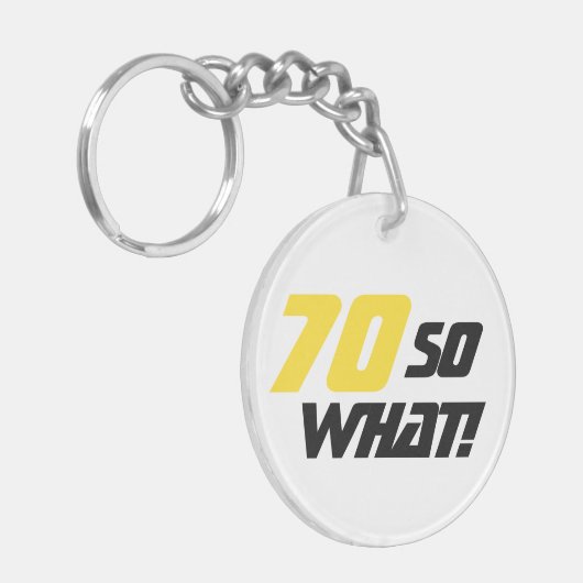 70. Geburtstag Motivierend Positive Gelbschwarz Schlüsselanhänger (Vorderseite links)