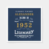 70. Geburtstag Name 1952 Vintag Blue Gold Serviette (Vorderseite)