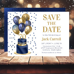 70. Geburtstag Navy Blau Ballon Torte Save The Date
