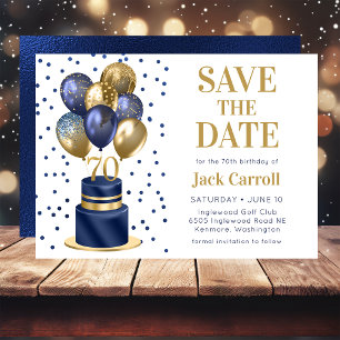 70. Geburtstag Navy Blau Ballon Torte Save The Date