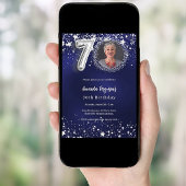 70. Geburtstag navy blauen Sterne Foto Luxus Einladung