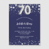 70. Geburtstag navy blauen Sterne Luxus Luxus Magneteinladung (Vorderseite)