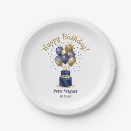 70. Geburtstag Navy Blue Balloon Cake Pappteller