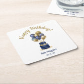 70. Geburtstag Navy Blue Balloon Cake Rechteckiger Pappuntersetzer (angewinkelt)