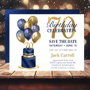 70. Geburtstag Navy Blue Balloon Cake Save The Date