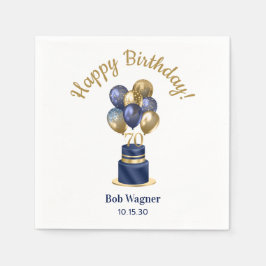70. Geburtstag Navy Blue Balloon Cake Serviette