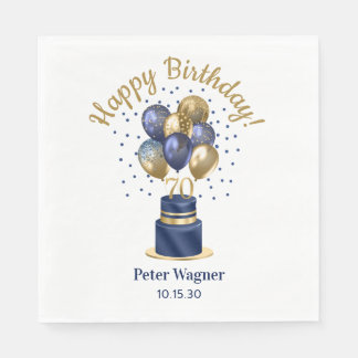 70. Geburtstag Navy Blue Balloon Cake Serviette