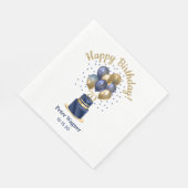 70. Geburtstag Navy Blue Balloon Cake Serviette (Ecke)