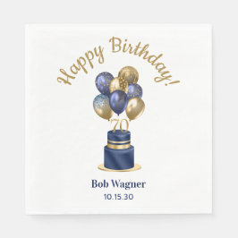 70. Geburtstag Navy Blue Balloon Cake Serviette