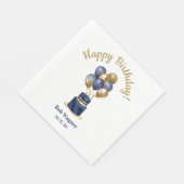 70. Geburtstag Navy Blue Balloon Cake Serviette (Ecke)
