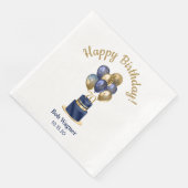 70. Geburtstag Navy Blue Balloon Cake Serviette (Ecke)