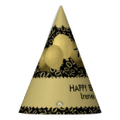 70. Geburtstag Nummer Muster Gold/Schwarze Scallop Partyhütchen (Links)