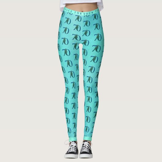 70. Geburtstag oder Jubiläum Pfauenmuster Leggings (Vorderseite)