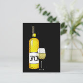 70. Geburtstag oder Jubiläum : Weinflasche & Glas Postkarte (Stehend Vorderseite)