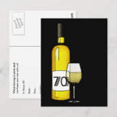70. Geburtstag oder Jubiläum : Weinflasche & Glas Postkarte (Vorne/Hinten)