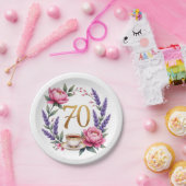 70. Geburtstag Oma Elegante Blumen Pappteller (Party)