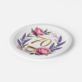 70. Geburtstag Oma Elegante Blumen Pappteller (Schrägansicht)