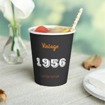 70. Geburtstag Papiertassen – Vintage 1956 Schwarz