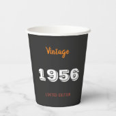70. Geburtstag Papiertassen – Vintage 1956 Schwarz Pappbecher (Rückseite)
