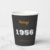 70. Geburtstag Papiertassen – Vintage 1956 Schwarz Pappbecher (Vorderseite)