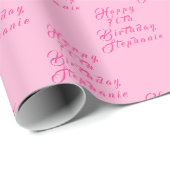 70. Geburtstag Party Name Rosa Modernes Muster Geschenkpapier (Rolleneckpunkt)