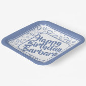 70. Geburtstag Party Nummer Muster Blau Weiß Pappteller (Gewinkelt)