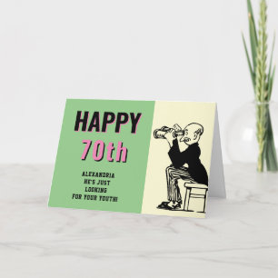 70. Geburtstag Personalisiert Retro Funny Cartoon Karte
