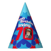 70. Geburtstag personalisierter Foto-Stern-Name Partyhütchen (Vorderseite)