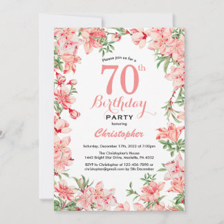 70. Geburtstag Pink Boho Botanische Blume Einladung