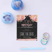 70. Geburtstag Pink Glitzer Floral Flyer (Einzeln)