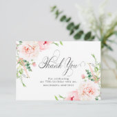 70. Geburtstag Pink Peony Floral Flat Dankeskarte (Stehend Vorderseite)