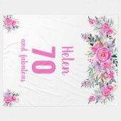70. Geburtstag pinkfarbene Blumenvlies-Decke Fleecedecke (Vorderseite (Horizontal))