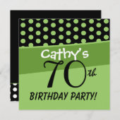 70. Geburtstag Polka Dots D425 Einladung (Vorne/Hinten)