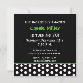70. Geburtstag Polka Dots D425 Einladung (Rückseite)