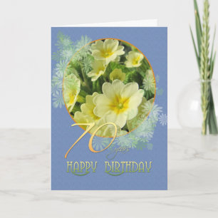 70. Geburtstag Primrosen und blau Karte
