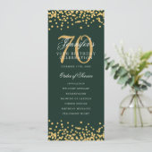 70. Geburtstag Programm Gold Green Confetti Menü (Stehend Vorderseite)