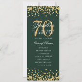 70. Geburtstag Programm Gold Green Confetti Menü (Vorderseite)