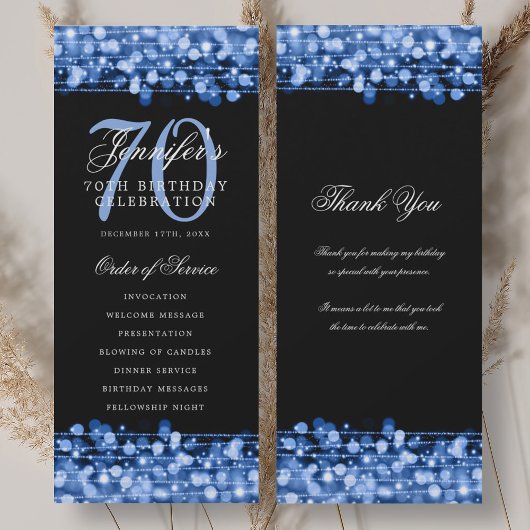 70. Geburtstag Programm Navy Blue w/ Vielen Dank