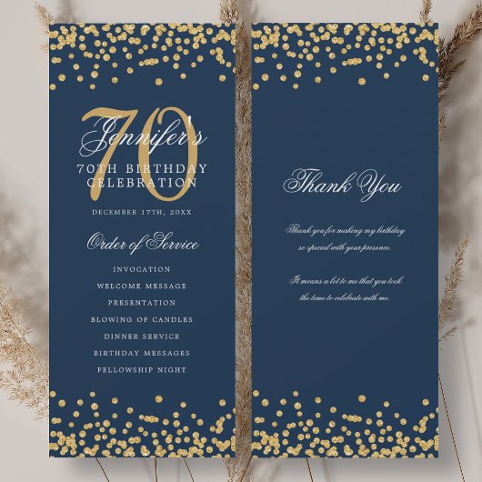70. Geburtstag Programm Vielen Dank Gold Navy
