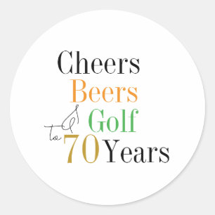 70. Geburtstag Prost und Bier Golf Minimal Runder Aufkleber