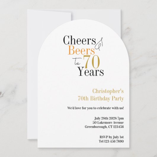 70. Geburtstag Prost und Bier Minimal Einladung (Vorderseite)