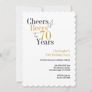 70. Geburtstag Prost und Bier Minimal Party Einladung